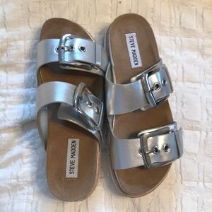 Steve Madden metallic platform sandals
